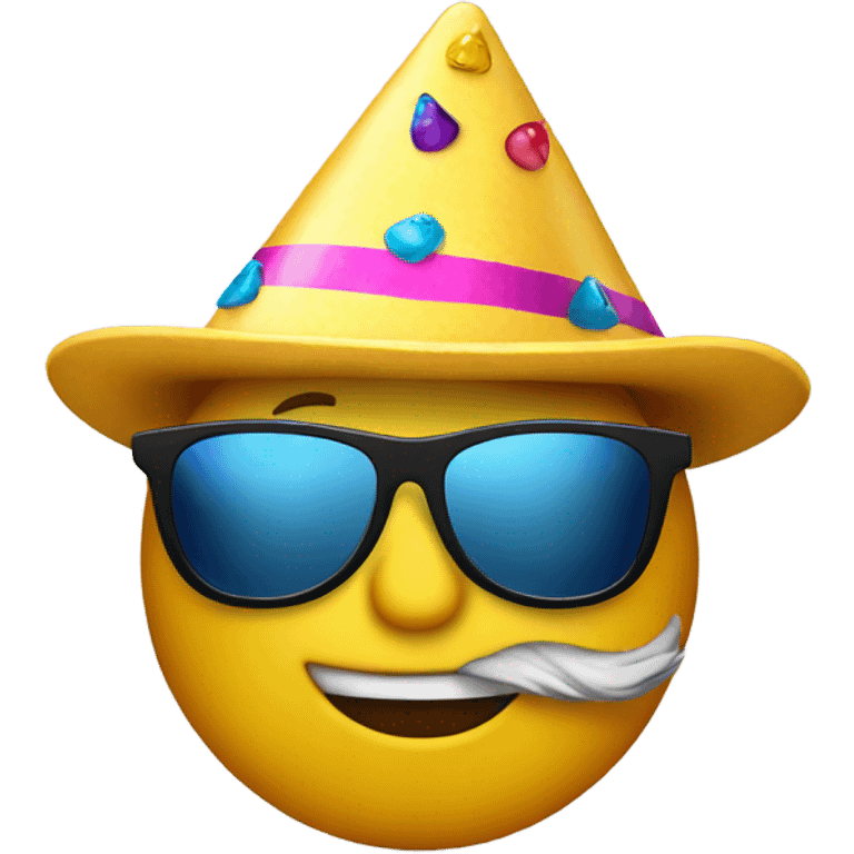 Cool guy sunglasses with party hat emoji