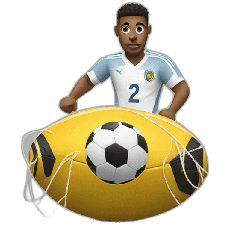 A car as a footballer with a ball of thread emoji