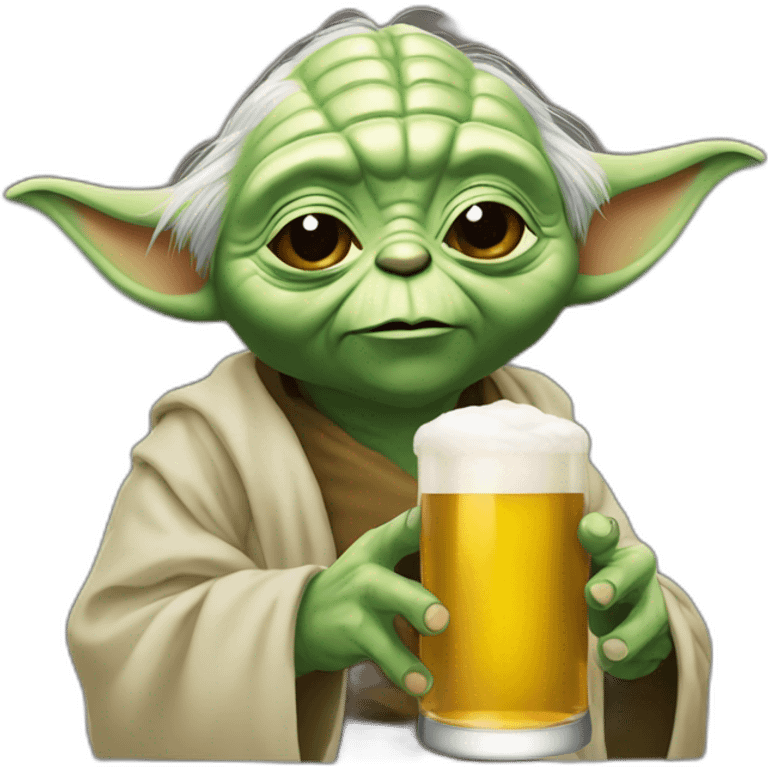 Yoda buvant une bière emoji