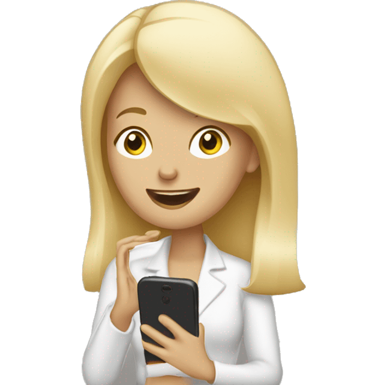 Blonde woman calling on cell phone emoji