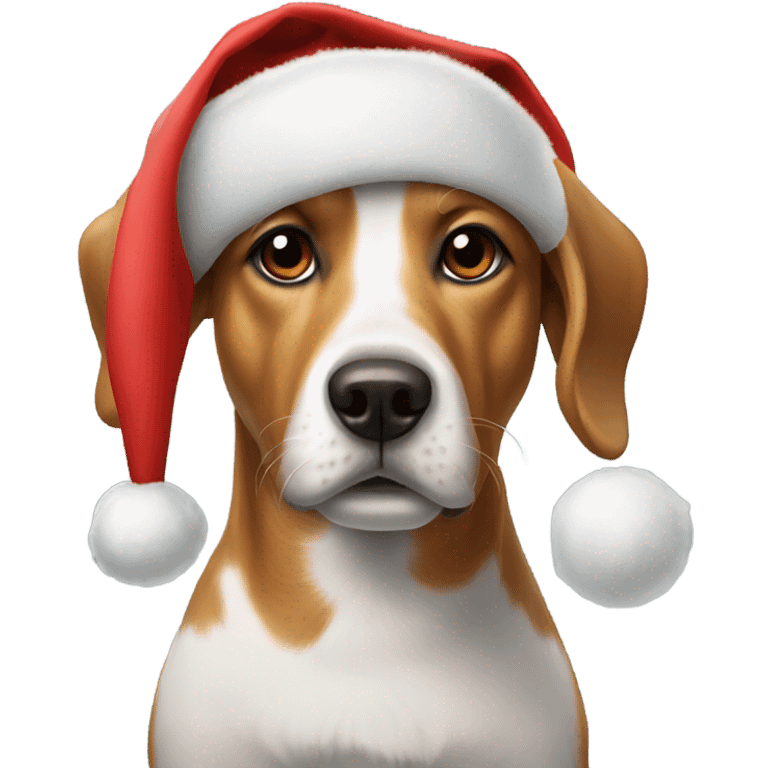 Dog wearing Christmas hat emoji