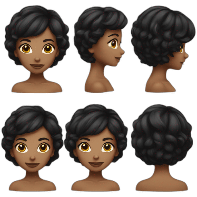 Black girl with short black hair hyperealistic  emoji