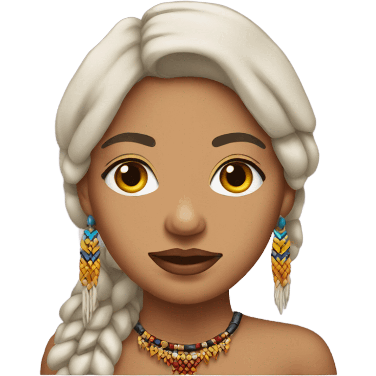 Indigenous women wearing beaded earrings  emoji