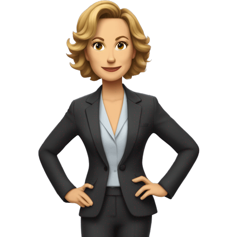 Melora hardin Jan wearing suit Pixar style emoji