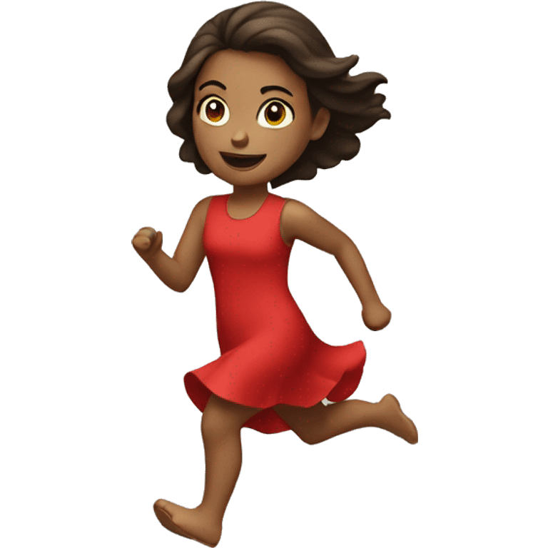 Girl with red dress running emoji