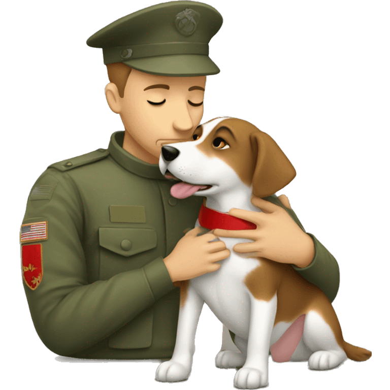 soldier kissing dog emoji