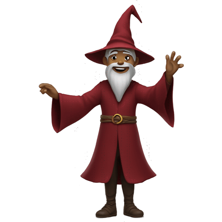 a wizard dressed in dark red happy. full body is shown emoji