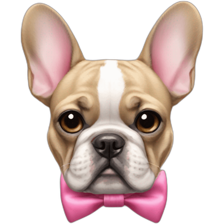 french bulldog head with pink bow tie emoji