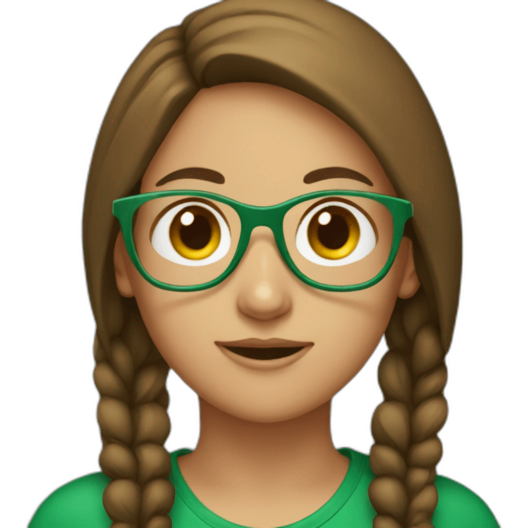 Brown haired girl with green cap and glasses emoji