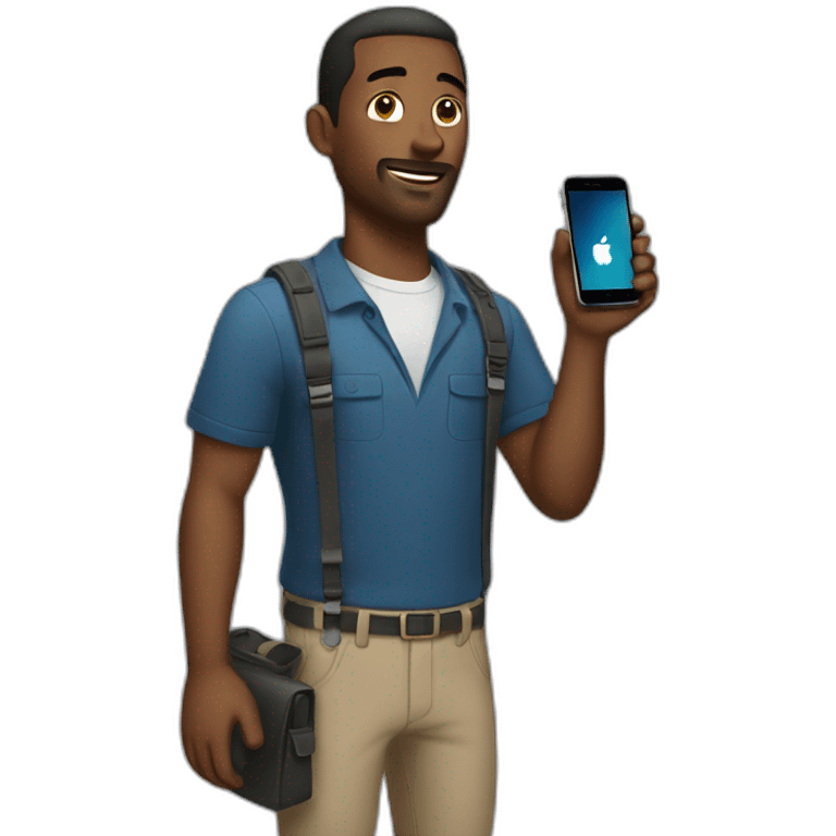 A man with a iphone in his hand emoji