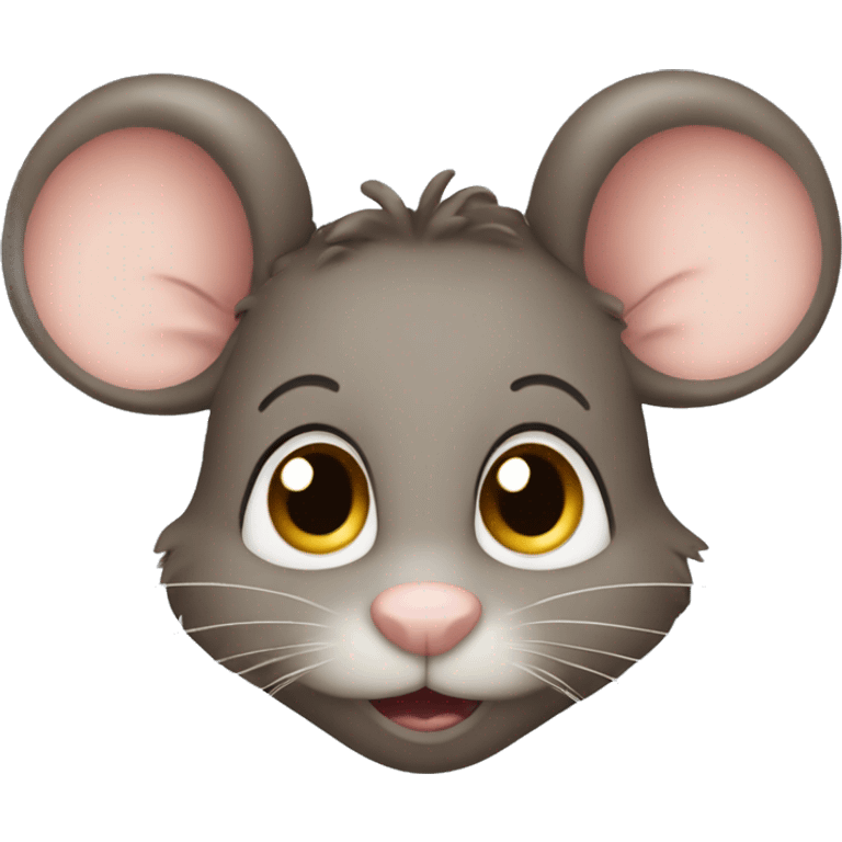 mouse with brown curly hair and lashes and lips emoji