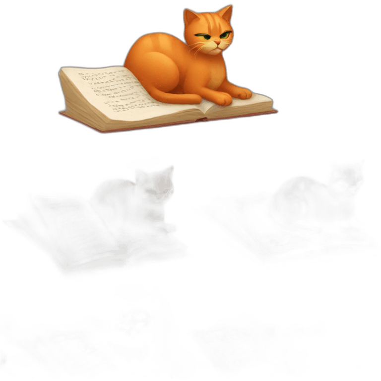 a red cat reading emoji