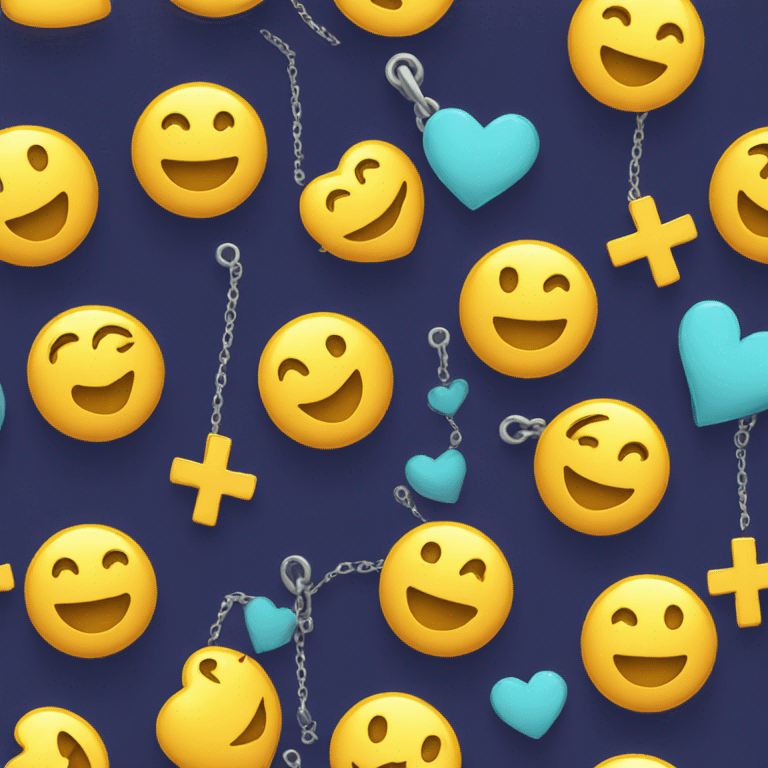 Smiley with heart on face and laughing and a Christian cross chain emoji