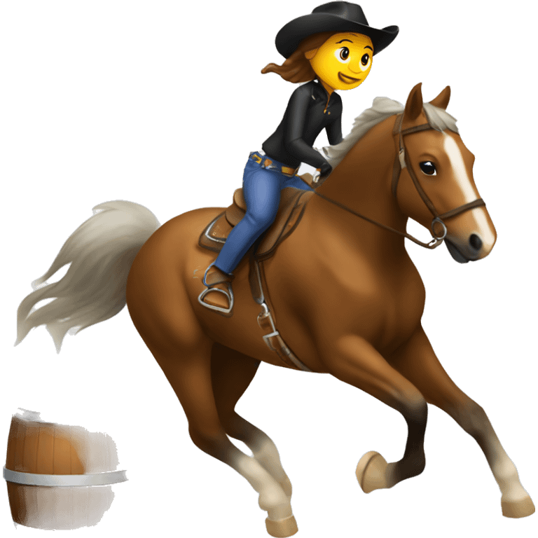 Girl riding horse doing barrel racing emoji