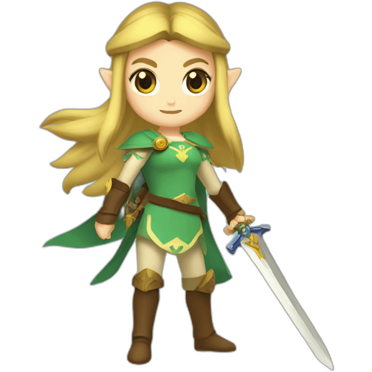 Princess Zelda with sword emoji