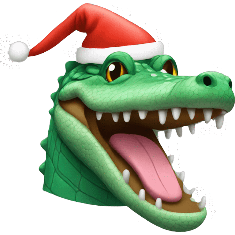 Cocodrile with christmas hat  emoji