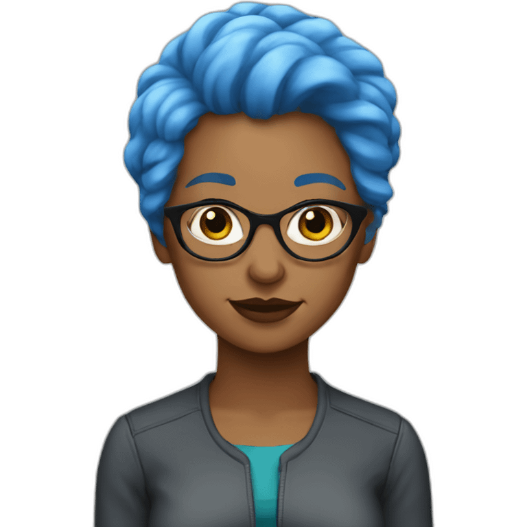 Blue haired feminist emoji