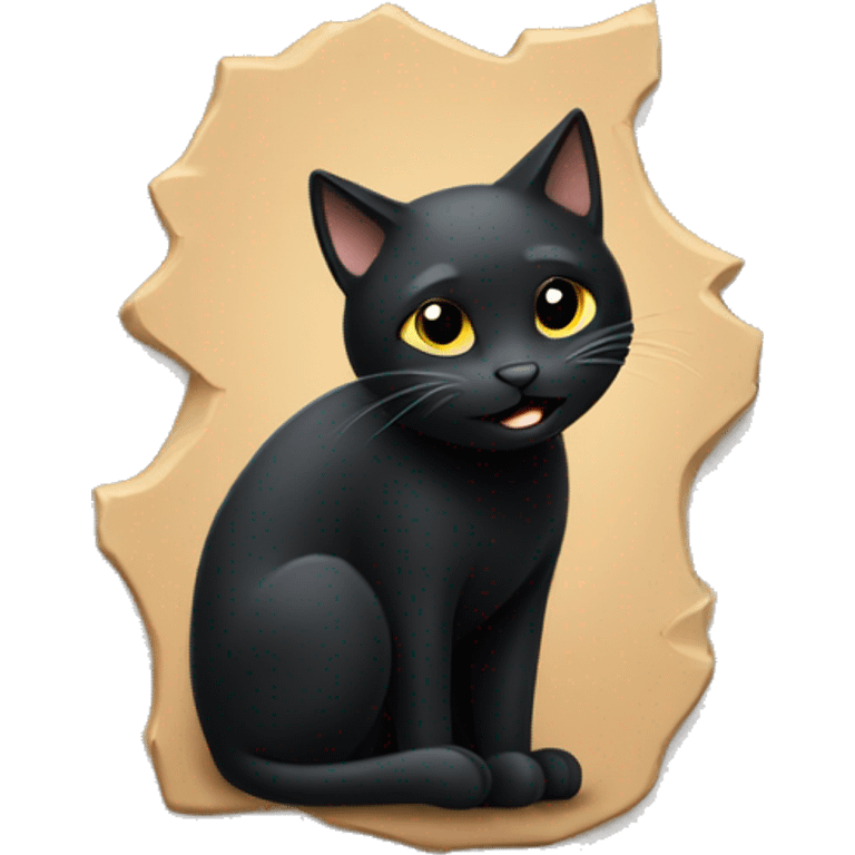 Black cat scratching wall emoji