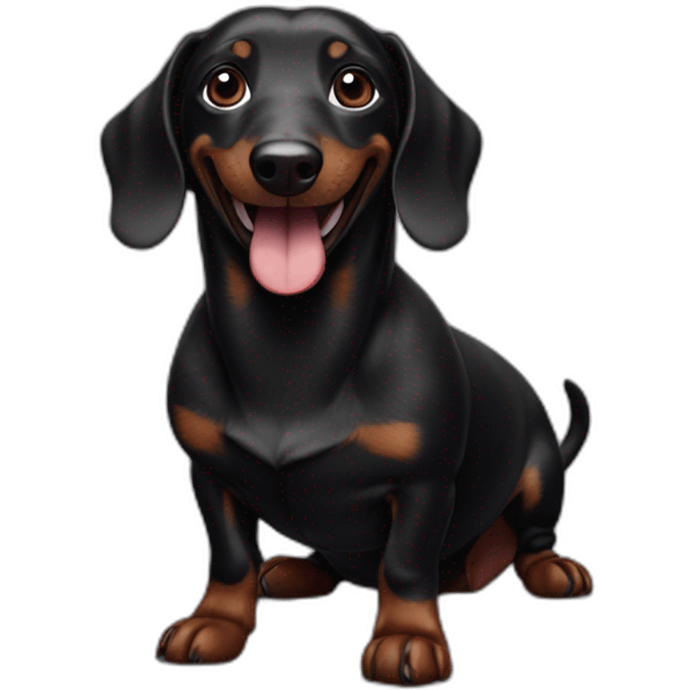 smiling black sausage dog emoji