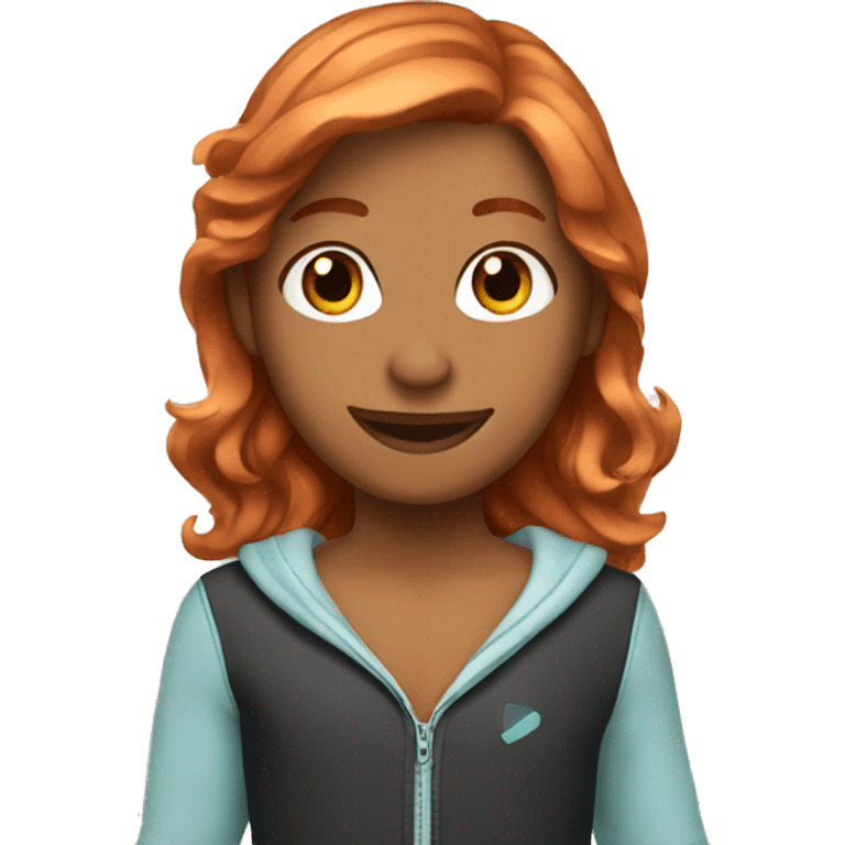 Copper haired ice skater emoji