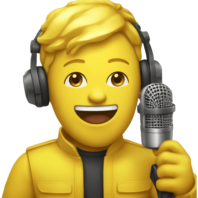 yellow man singer with microphone emoji