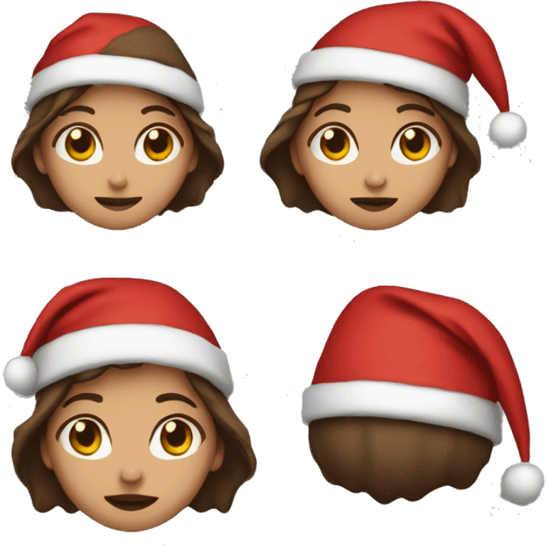 Girl with brown hair and a Santa hat emoji