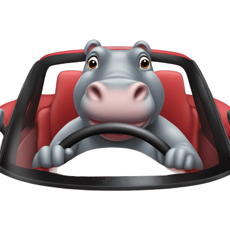 Hippo driving a Ferrari emoji