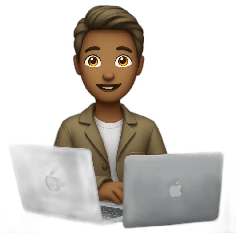 Creative working on macbook emoji