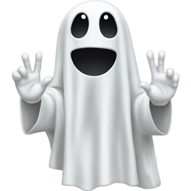 A ghost with one hand two fingers emoji