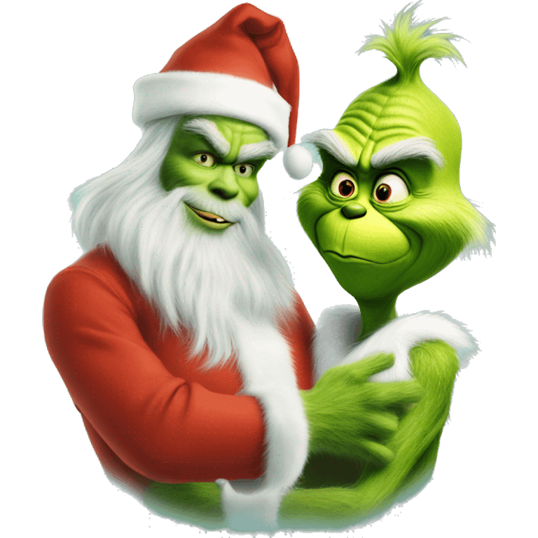 The grinch and Santa making a deal emoji