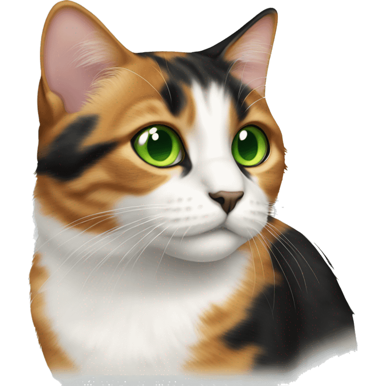 Realistic cat calico with green eyes emoji