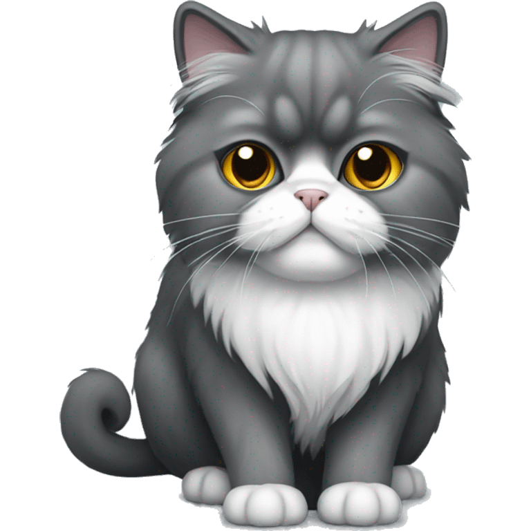 Dark grey and white Persian cat emoji