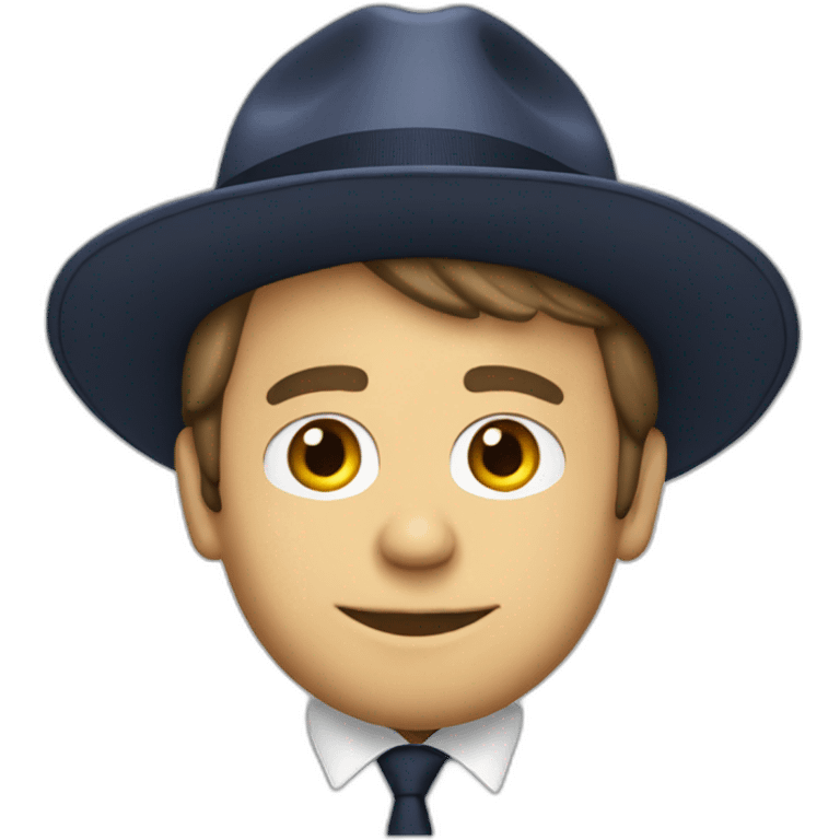 Macron avec un chapeau emoji