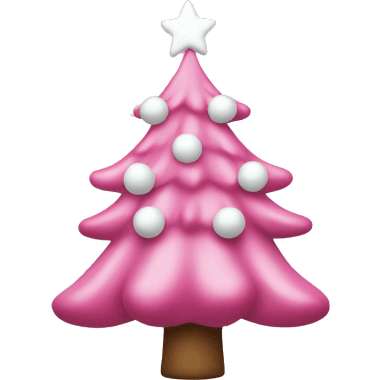 Pink Christmas tree with white ornaments emoji