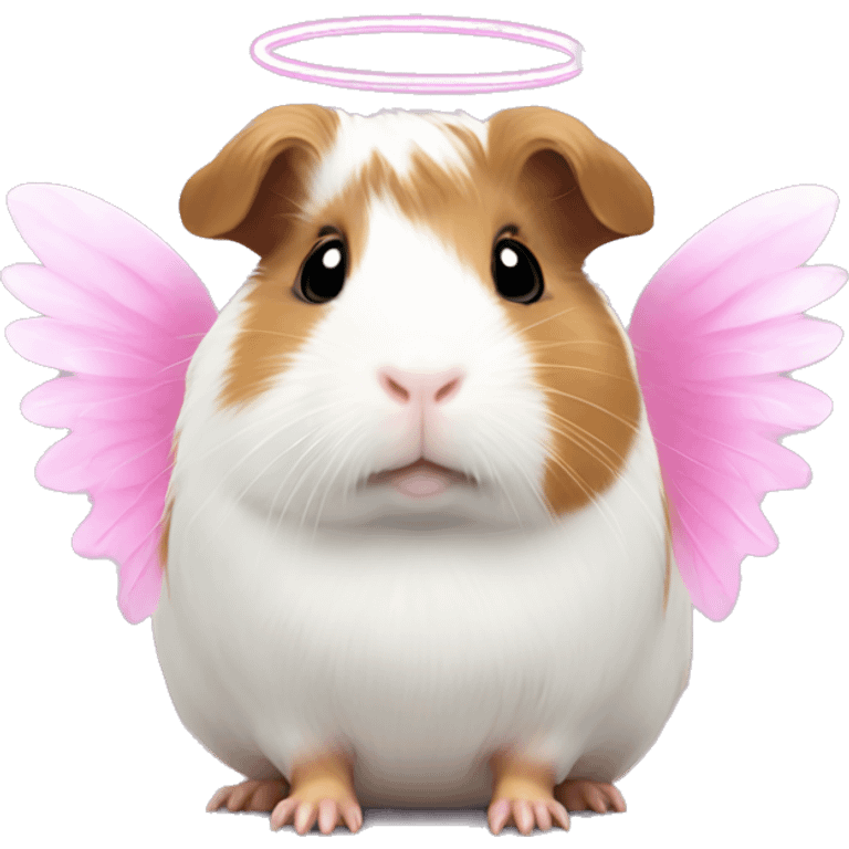 Kawaii Guinea pig with pink angel wings emoji