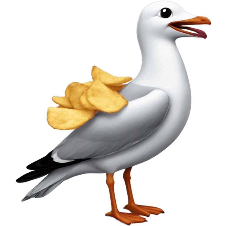 Laughing seagull eating chips emoji