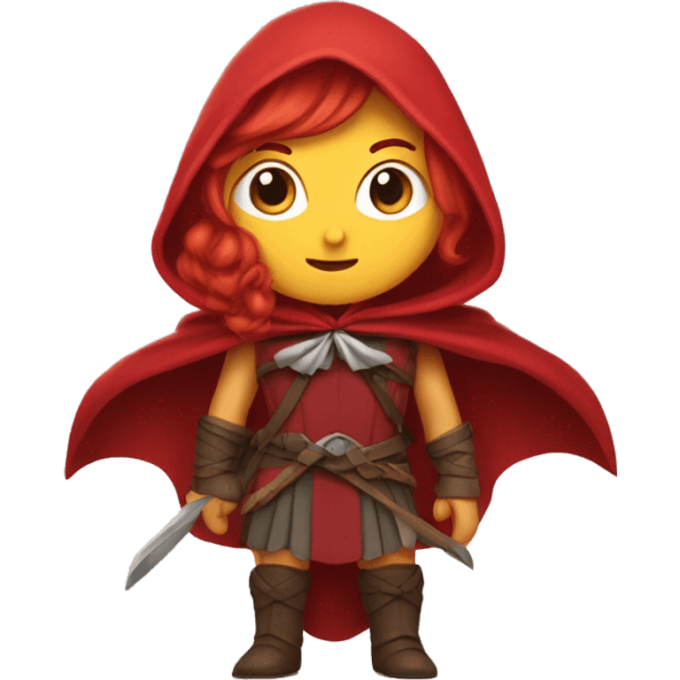 A red-haired Valkyrie in a red hooded cape with a bow in her hands emoji