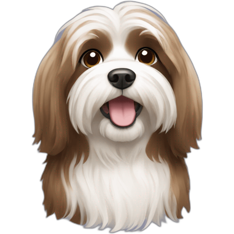 Brown and white Havanese dog with long hair emoji