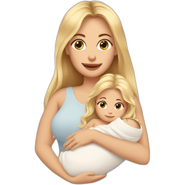 long hair blonde mother with 2 female newborns emoji