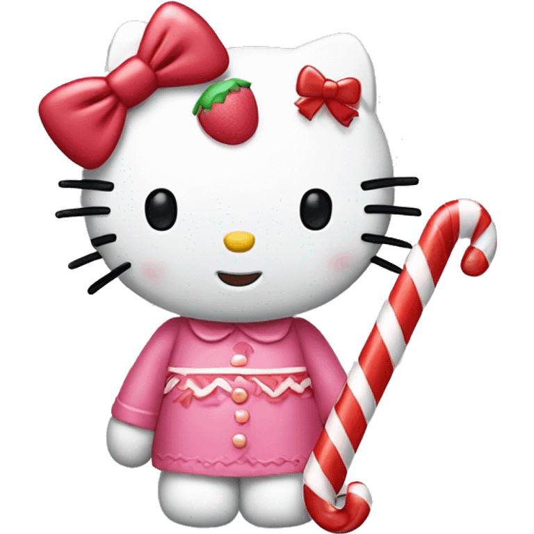 Hello kitty with a candy cane emoji