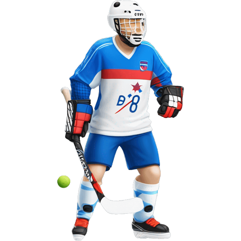 floorball man player in slovakia jersey emoji