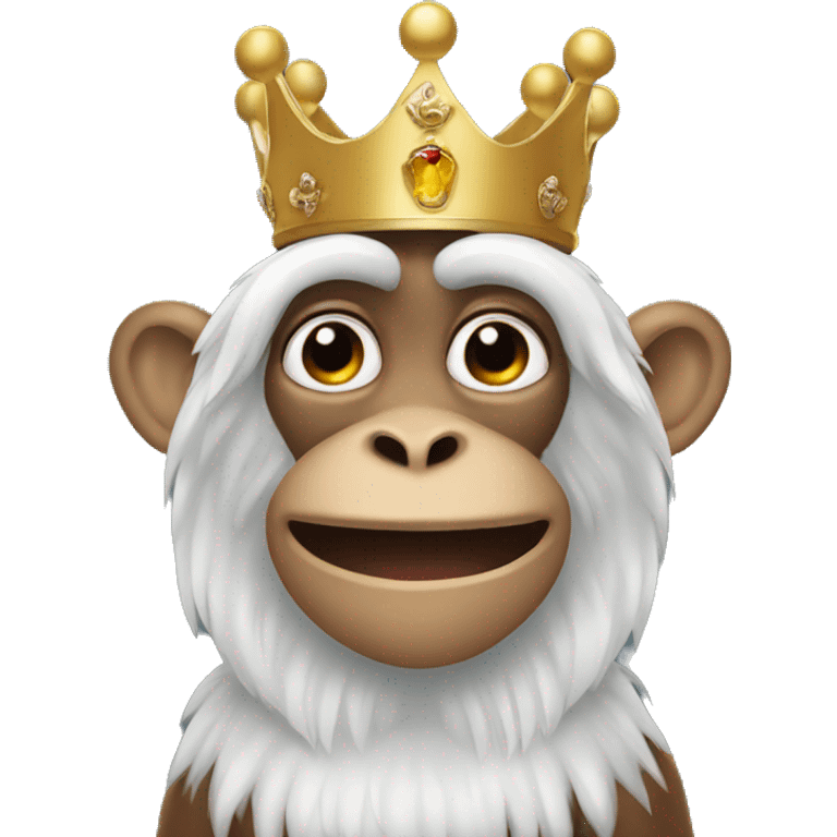 Monkey with a king crown and a white wig emoji