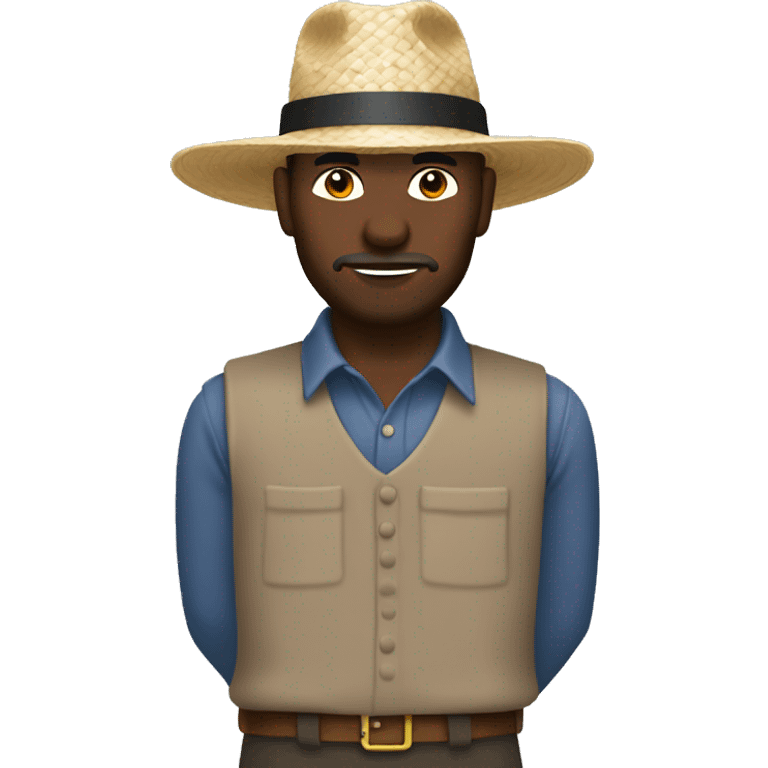 Amish man white with brown straw hat doing construction emoji