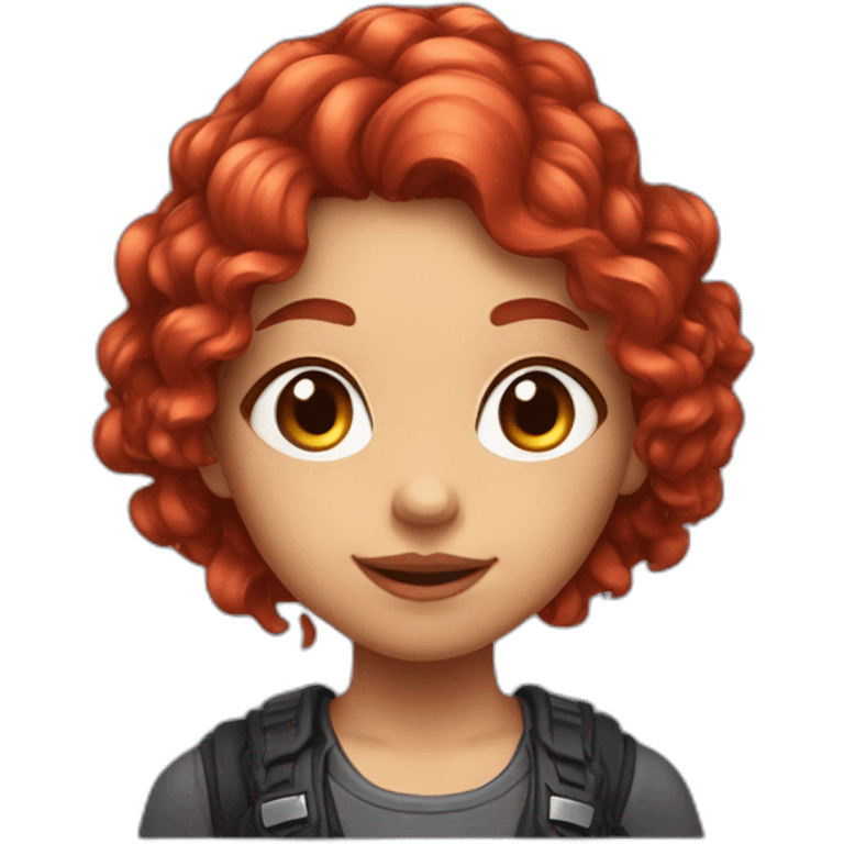 cute gamer girl with long curly red hair emoji