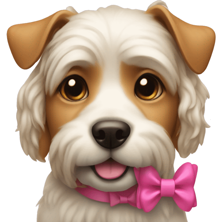 A dog with a pink bow emoji