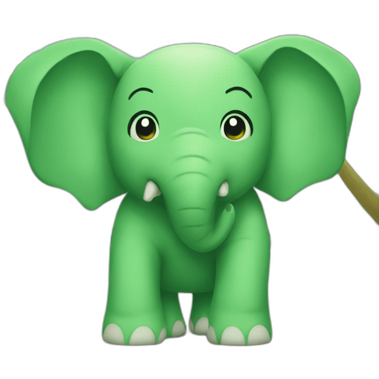 Green elephant on the beach emoji