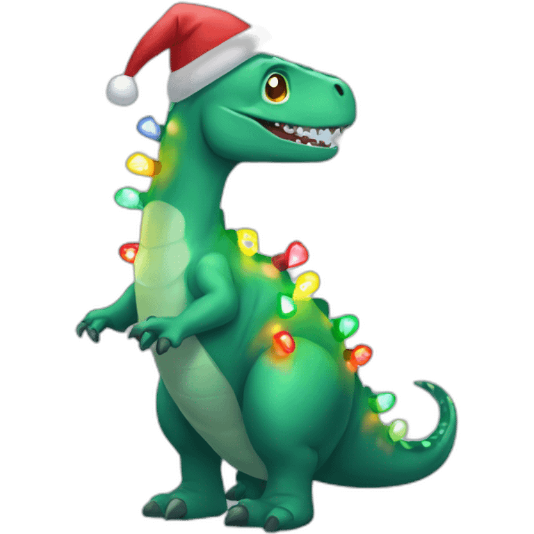 Brachiosaur wearing christmas lights emoji