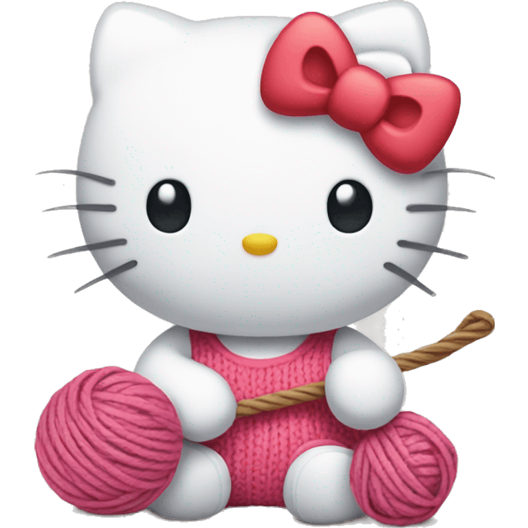 Hello Kitty holding a yarn ball emoji