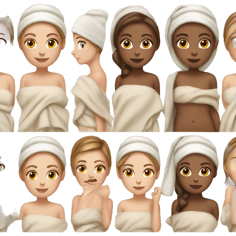 White Girl with brown hair with towel on head and spa  emoji