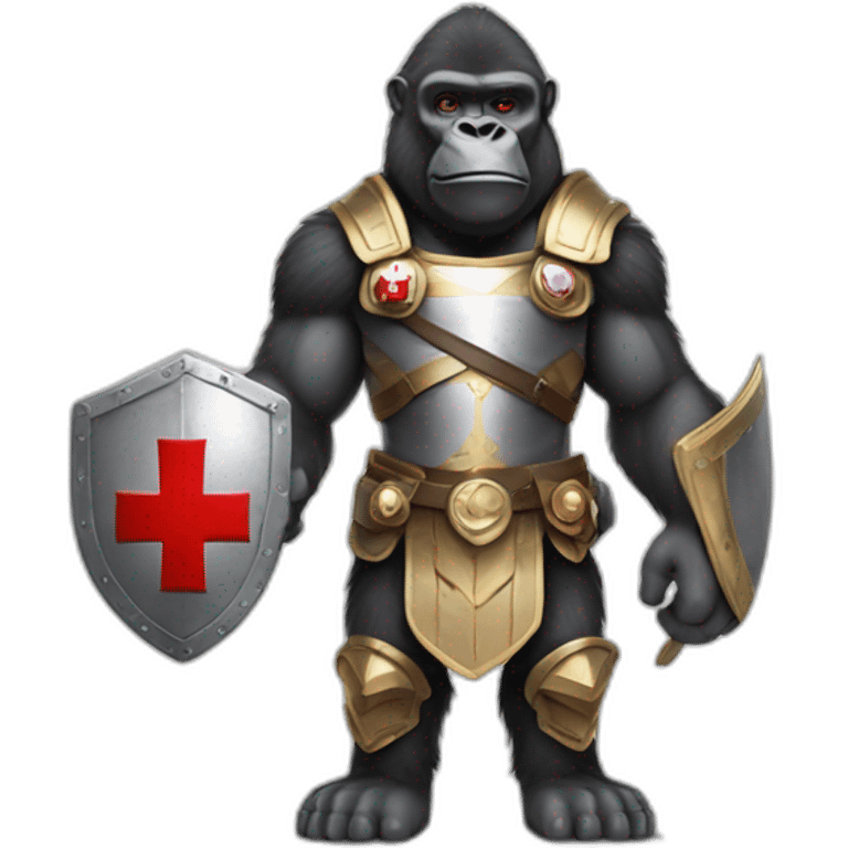 Buff Gorilla wearing a Knight Crusader armor with the holy red Cross emoji